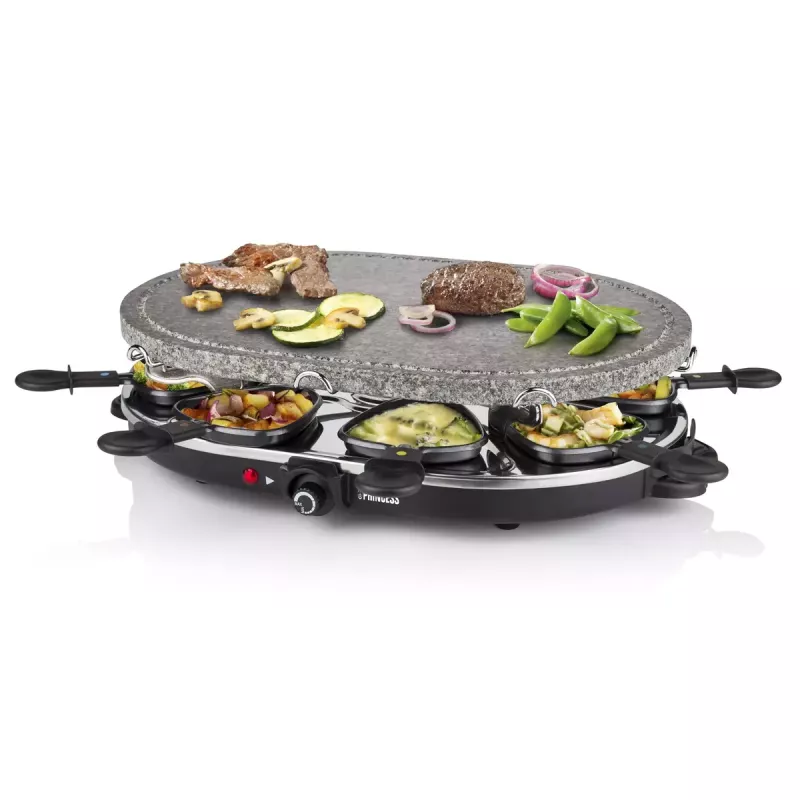 Princess 162720 Raclette 8 Oval Stone Grill Party 1200W 8 panni