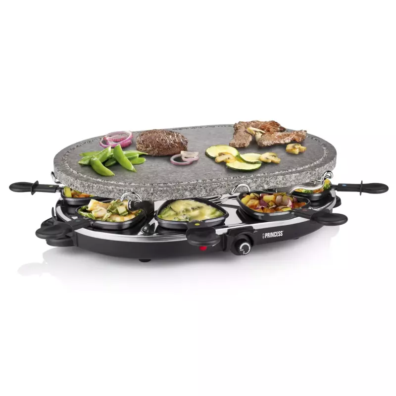 Princess 162720 Raclette 8 Oval Stone Grill Party 1200W 8 panni