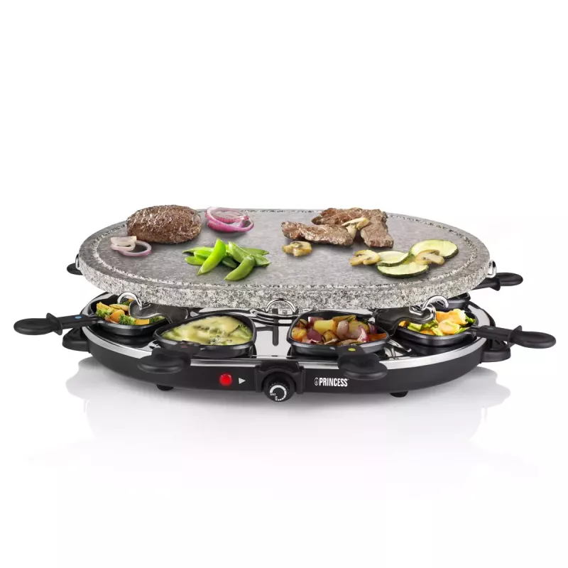 Princess 162720 Raclette 8 Oval Stone Grill Party 1200W 8 panni