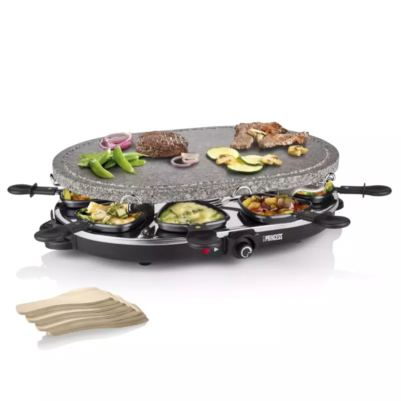 Princess 162720 Raclette 8 Oval Stone Grill Party 1200W 8 panni