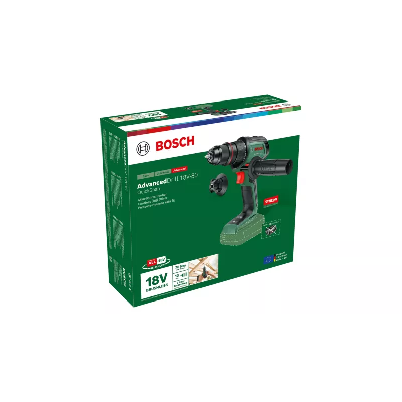 Bosch AdvancedDrill 18V-80 QuickSnap 1950 RPM võtmeta 830 g Must, Roheline