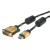 Videokaabli adapter ROLINE 11.04.5895 10 m HDMI DVI Must Kuldne