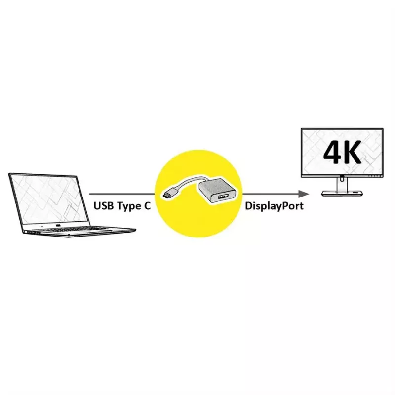 Video kaabli adapter ROLINE 12.03.3220 USB USB-C DisplayPort 0,1 m