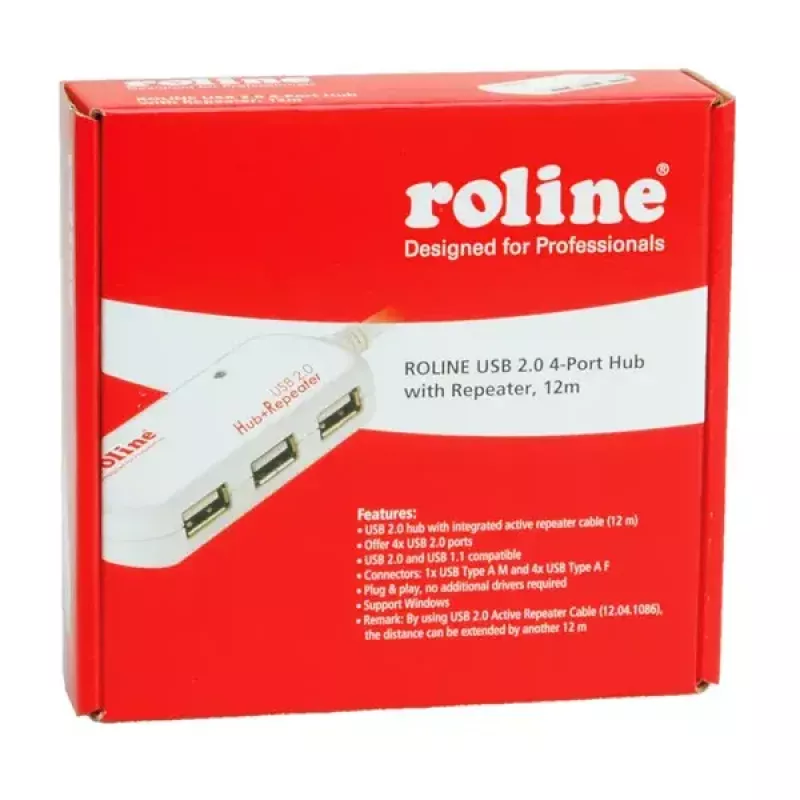 USB-jaotur ROLINE 4 porti repiiteriga 12 m