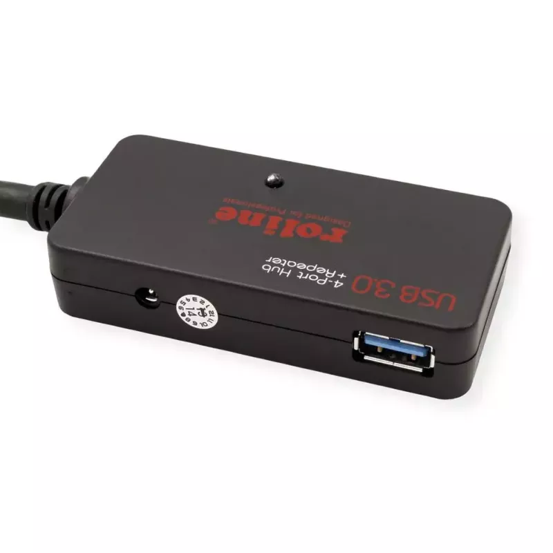 ROLINE USB 3.2 Gen 1 jaotur 4 pordiga koos repiiteriga, must, 10 m