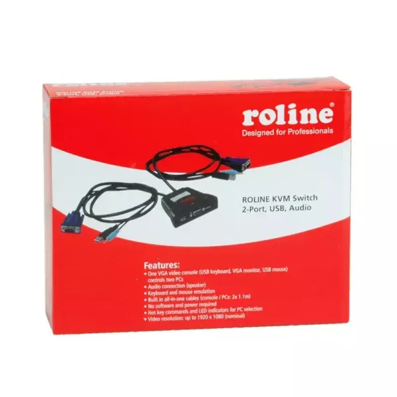 KVM-lüliti ROLINE Star 1 kasutaja 2 arvutit heli USB
