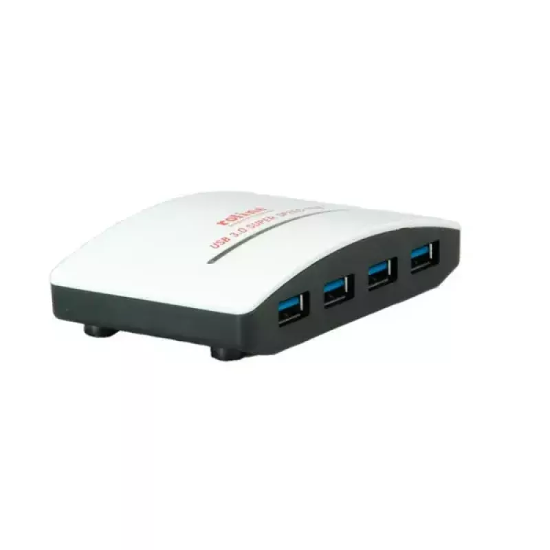 USB-jaotur ROLINE must-valge 4 porti toiteallikaga