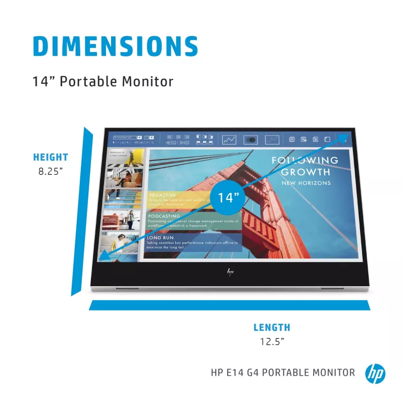 HP E-Series E14 G4 arvutimonitor 35,6 cm (14 tolli) 1920 x 1080 Full HD LED Valge