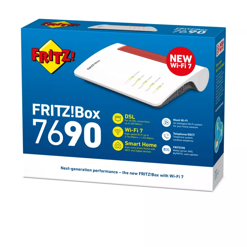 Box FRITZ! 7690 International juhtmevaba ruuter 2.5 Gigabit Ethernet kahesagedusala (2,4 GHz / 5 GHz) valge