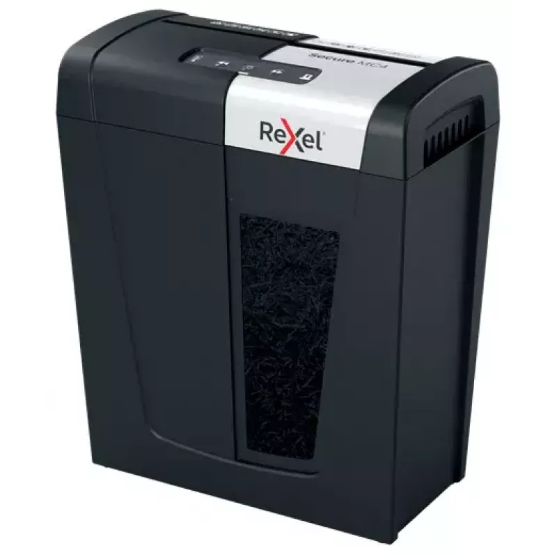 Rexel Secure MC4 paberipurustaja Mikropurustamine 60 dB Must, Hõbedane