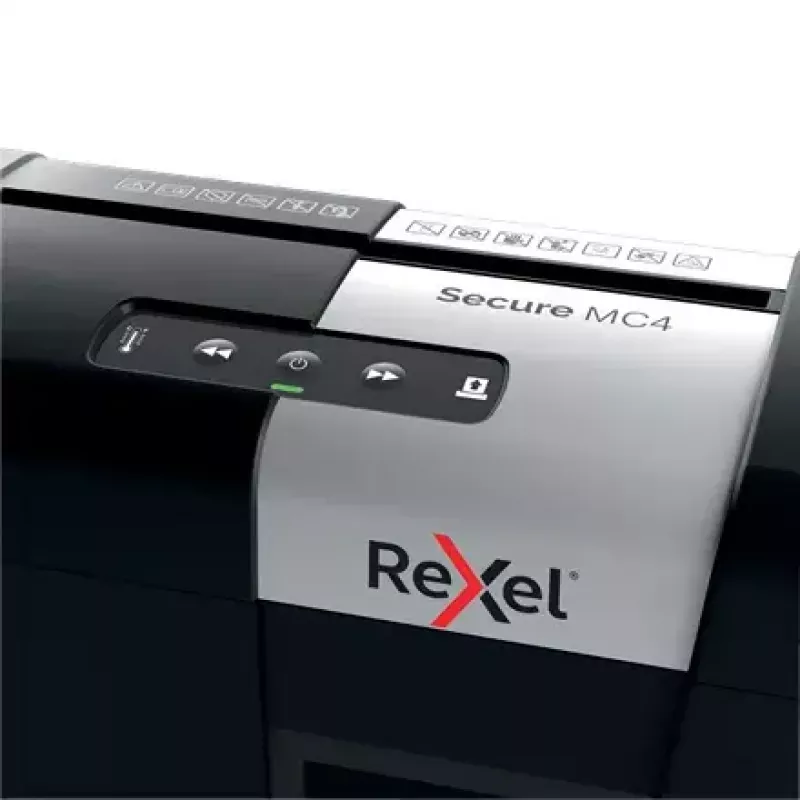 Rexel Secure MC4 paberipurustaja Mikropurustamine 60 dB Must, Hõbedane