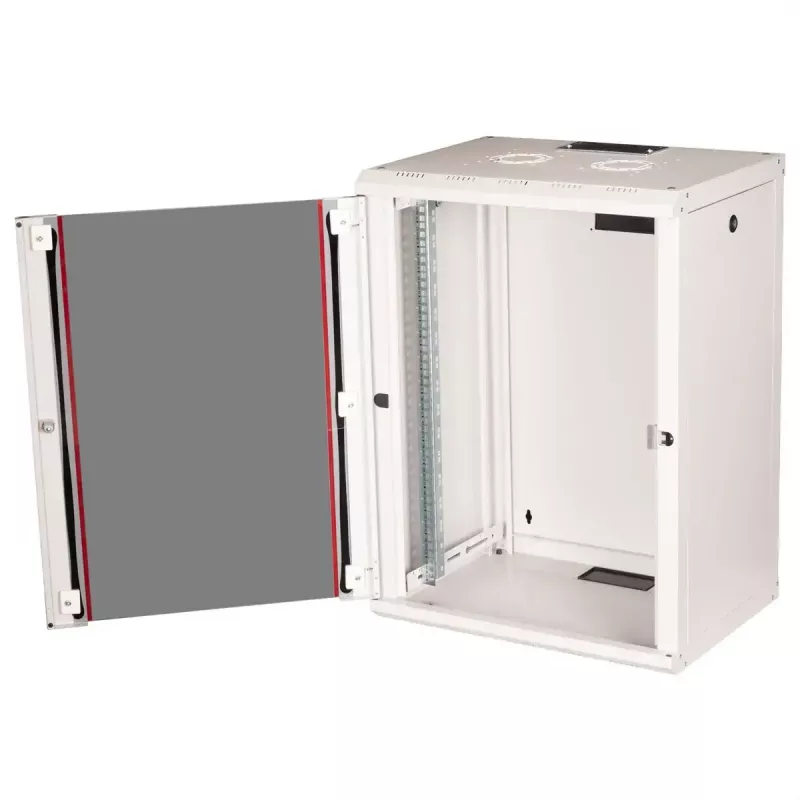 Seinale kinnitatav 19-tolline riiulikapp ROLINE Pro 16U 600x450 mm, hall, võtmelukk, IP20