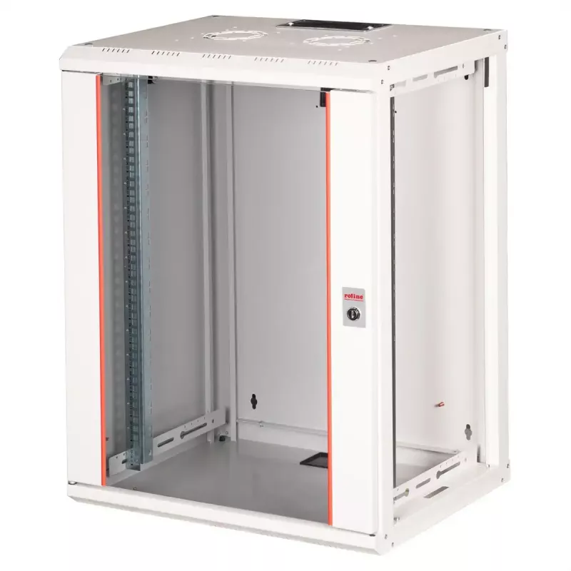 Seinale kinnitatav 19-tolline riiulikapp ROLINE Pro 16U 600x450 mm, hall, võtmelukk, IP20