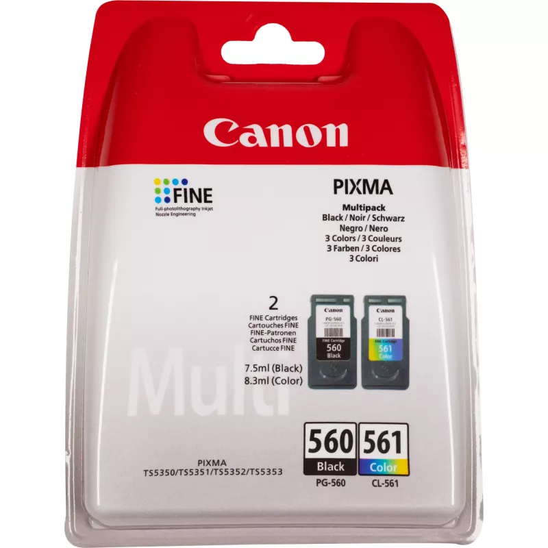 Canon PG-560 must ja CL-561 värviline tindikassettide mitmikpakend