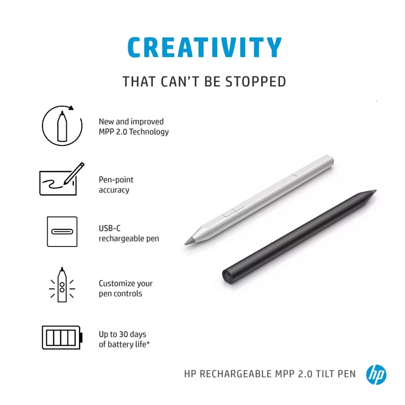 HP laetav MPP 2.0 kallutatav pliiats (must), Sülearvuti, HP, Must, 1 kuu(d), Hiina, Kodu