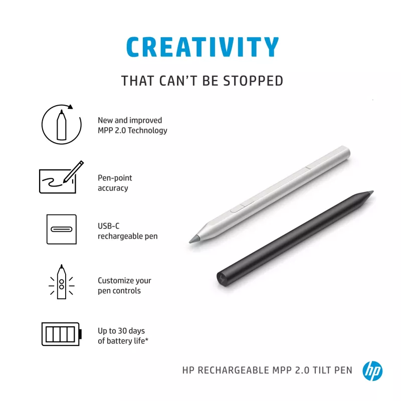HP laetav MPP 2.0 kallutatav pliiats (must), Sülearvuti, HP, Must, 1 kuu(d), Hiina, Kodu