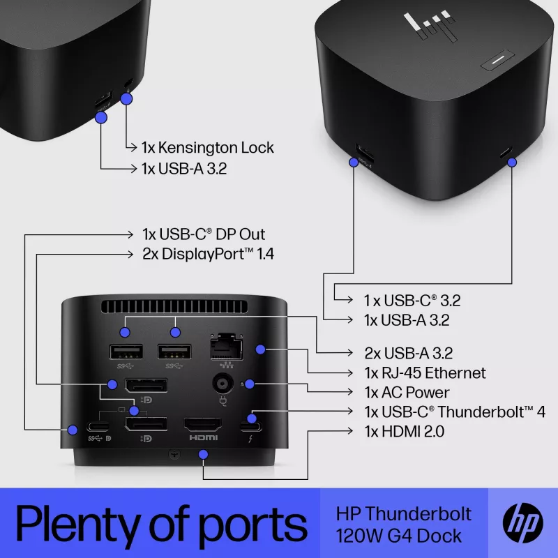 HP Thunderbolt Dock 120W G4 juhtmega dokkimisjaam, must