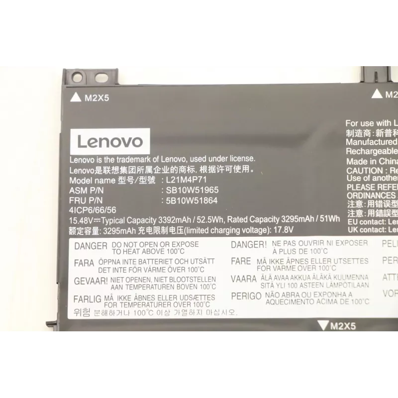 Sisemine liitiumioonaku Lenovo 5B10W51864 3,7 V 2600 mAh asendamiseks ühilduvatele Lenovo sülearvutitele