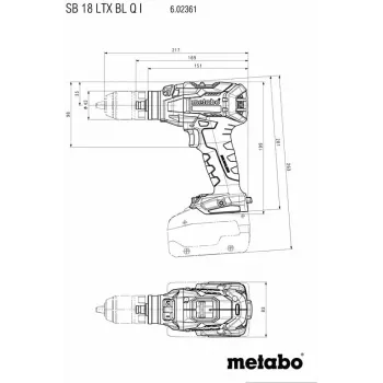 Metabo SB 18 LTX BL Q I akutoitel löökpuur, 18 V, 130 Nm (602361840, ilma akuta)