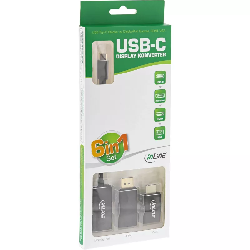 InLine USB-ekraanikonverteri komplekt 6-ühes, 4K/60Hz, must