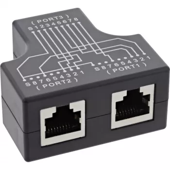 InLine Cat.5e STP T-adapter RJ45 pistikupesa 2x RJ45 pistikupesale must