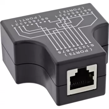 InLine Cat.5e STP T-adapter RJ45 pistikupesa 2x RJ45 pistikupesale must