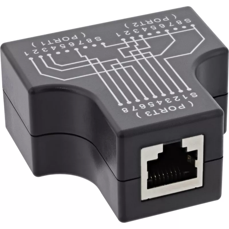 InLine Cat.5e STP T-adapter RJ45 pistikupesa 2x RJ45 pistikupesale must