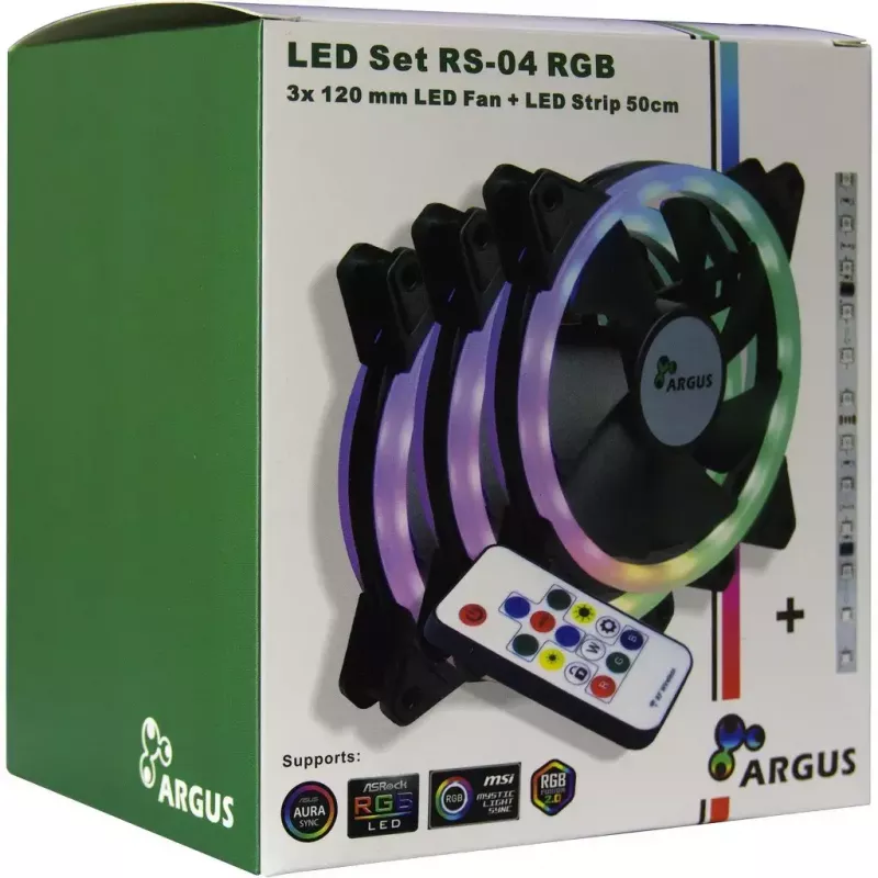 Fan Inter-Tech RS-04 RGB Arvutikorpuse ventilaator 12 cm Must