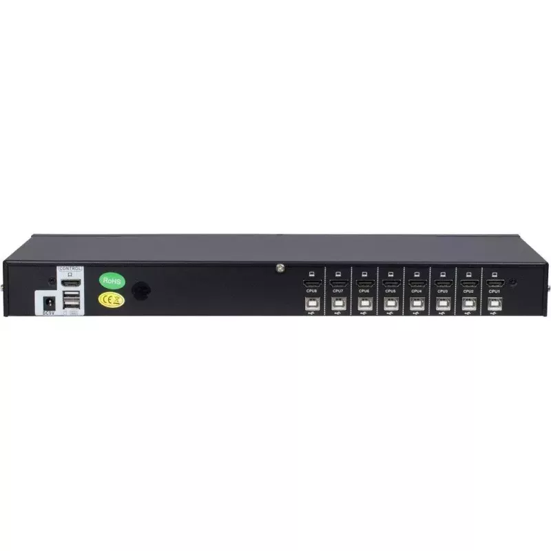 KVM-lüliti Inter-Tech AS-9108HA riiulipaigaldusega Must