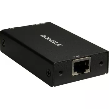 Liideseadapter INTER-TECH KT-150D — RJ-45 (emale) DVI‑D-le, juhtmega, max 1980×1080, sisaldab USB A–B kaablit, metall, must