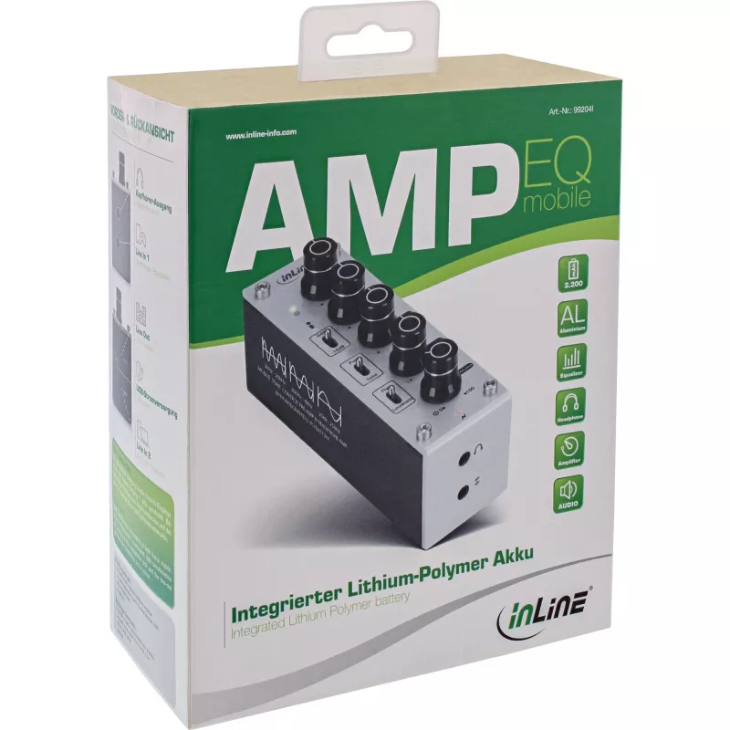 InLine AmpEQ mobile, Tri-Tone Hi-Res AUDIO eel- ja kõrvaklapivõimendi, 3,5 mm stereopesa