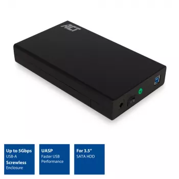 Kõvaketta/SSD korpus ACT AC1405 3.5 tolli SATA USB 3.2 Gen1 must