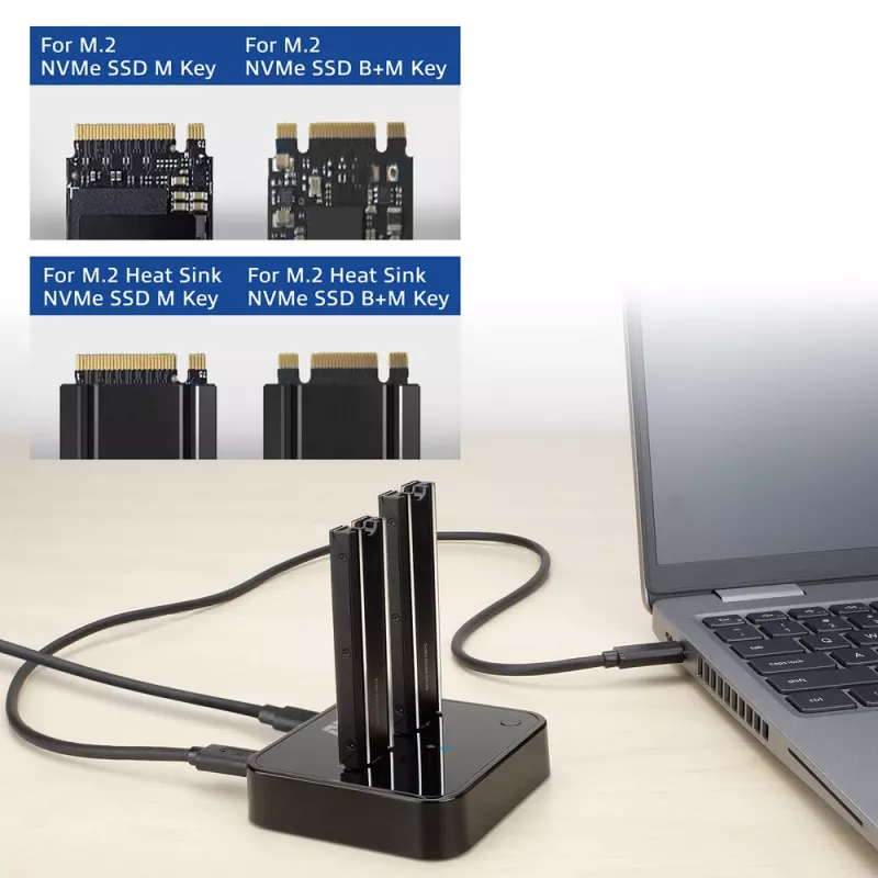 ACT M.2 NVMe/PCIe kahe SSD dokkimis- ja kloonimisjaam, USB-C 3.2 Gen2