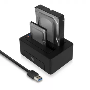 ACT 2,5-tolline ja 3,5-tolline SATA kahe HDD/SSD dokkimisjaam, USB 3.2 Gen1