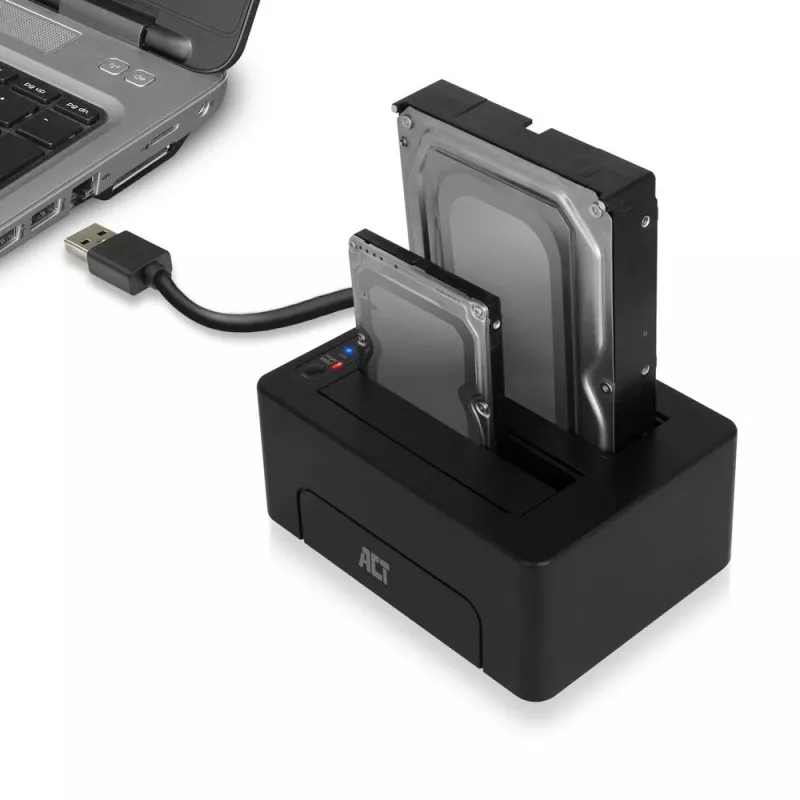 ACT 2,5-tolline ja 3,5-tolline SATA kahe HDD/SSD dokkimisjaam, USB 3.2 Gen1