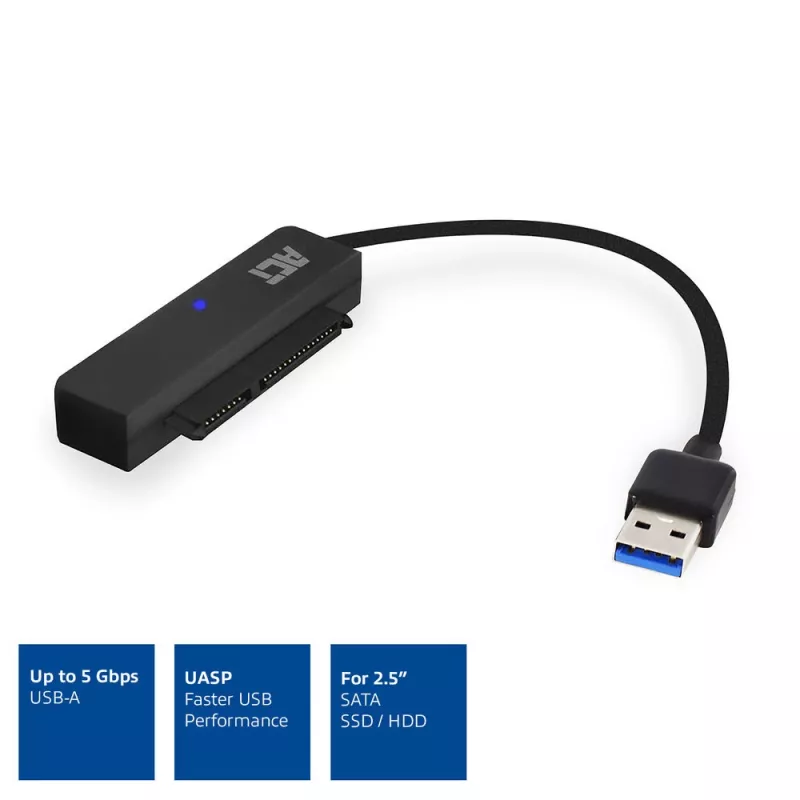 ACT USB-adapterkaabel 2,5-tollise SATA HDD/SSD jaoks AC1510 0,15 m must