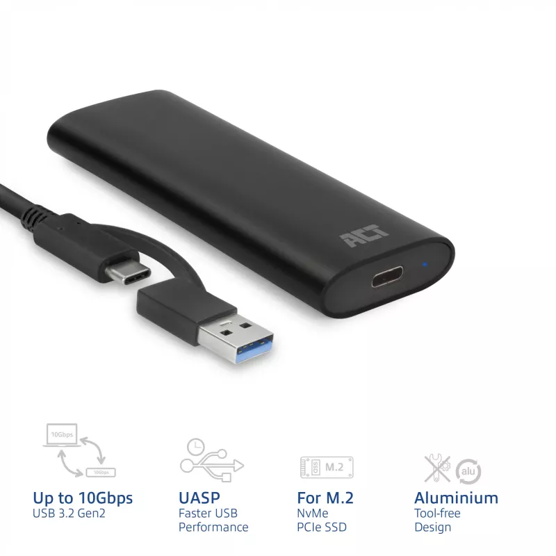 SSD korpus ACT AC1615 USB-C M.2 NVMe PCIe 10 Gbit/s Must