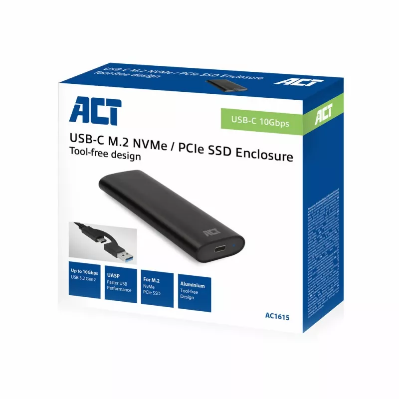 SSD korpus ACT AC1615 USB-C M.2 NVMe PCIe 10 Gbit/s Must