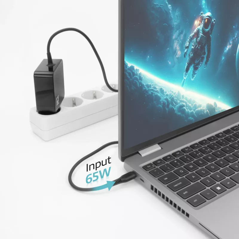 ACT USB-C seinast laadija sülearvutile 65W Power Delivery profiilidega, 2 meetrit
