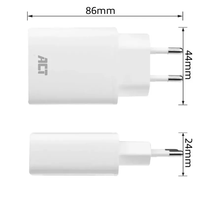 ACT Compact USB-C laadija 20W kiirlaadimine siseruumides universaalne valge