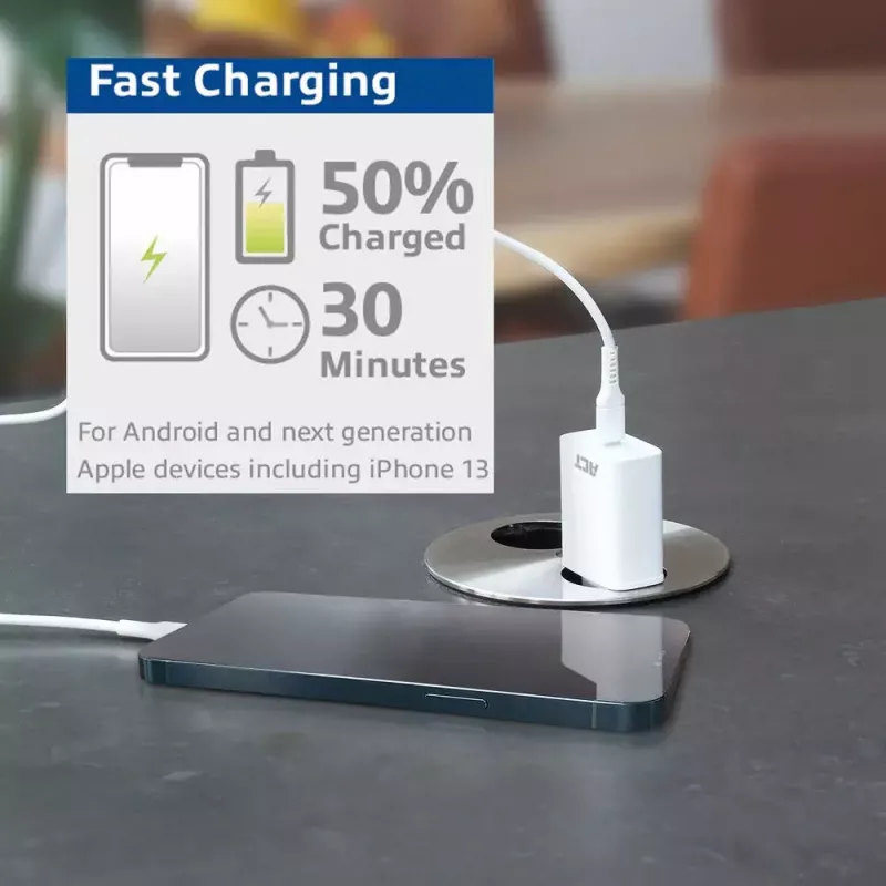 ACT Compact USB-C laadija 20W kiirlaadimine siseruumides universaalne valge