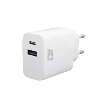 ACT USB-C ja USB-A laadija 20 W Power Delivery PPS, Quick Charge, GaNFast