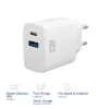 ACT USB-C ja USB-A laadija 20 W Power Delivery PPS, Quick Charge, GaNFast