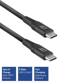 ACT USB 3.2 Gen1 laadimis-/andmekaabel C isane - C isane 1 meeter