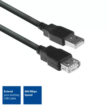 ACT USB 2.0 pikenduskaabel A isane - A emane 1,8 meetrit, tõmblukuga kott