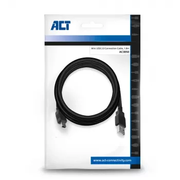 ACT USB 2.0 ühenduskaabel A-isane – mini-B-isane 1,8 meetrit
