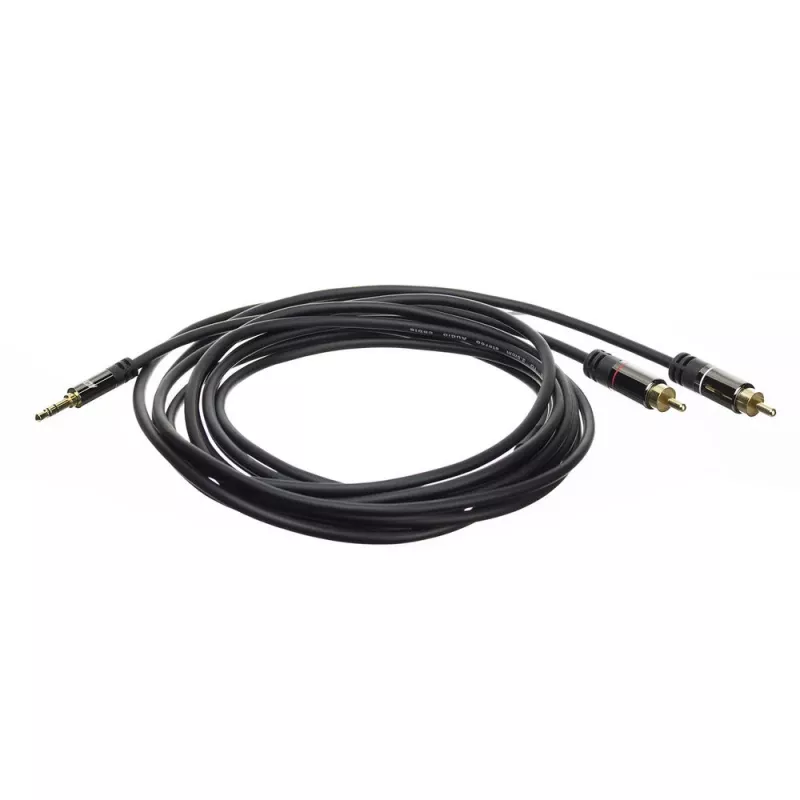 AC3605 helikaabel 1,5 m 3,5 mm kuni 2 x RCA Must