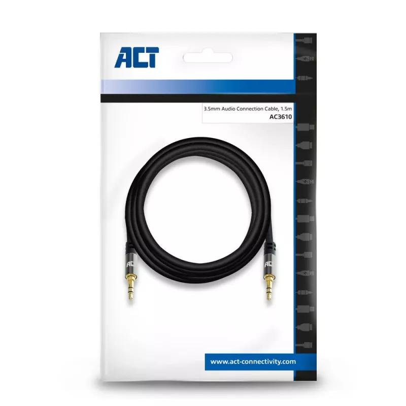 ACT 1,5 m kvaliteetne stereoheli ühenduskaabel 3,5 mm pistik isane - isane