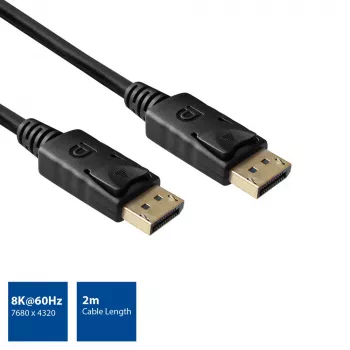 ACT 2 meetrit DisplayPort 1.4 8K ühenduskaabel isane - isane
