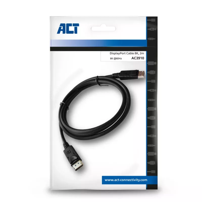 ACT 2 meetrit DisplayPort 1.4 8K ühenduskaabel isane - isane